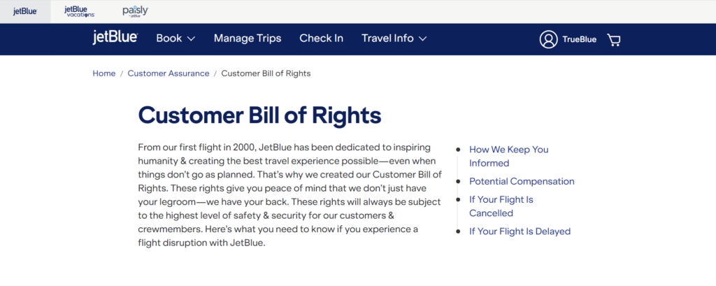 Image of Jetblue's website
